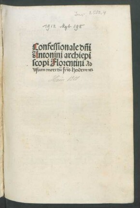 Confessionale. Mit Titulus de restitutionibus.