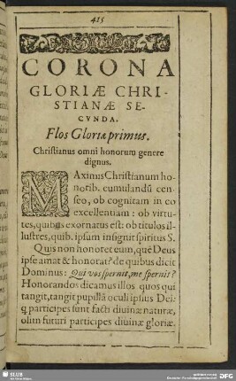 Corona Gloriae Christianae Secunda