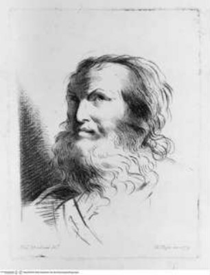 Raccolta di disegni originali di Fra.co Mazzola detto il Parmigianino tolti dal gabinetto di Sua Eccellenza il Sig.re Conte Alessandro Sanvitale, (Tav. 25) Gesichtsstudie eines bärtigen Mannes