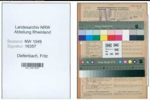 Entnazifizierung Fritz Diefenbach , geb. 02.04.1901 (Gewerbelehrer)