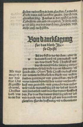 Von dancksagung fur das bluth Jhesu Christi