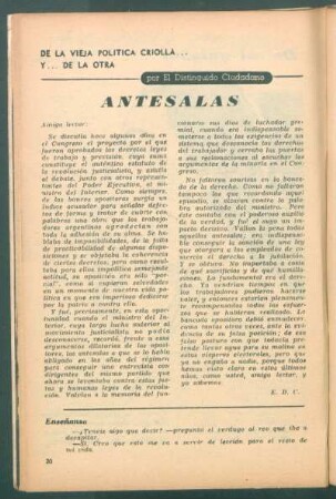 Antesalas : De la vieja política criolla y ... de la otra