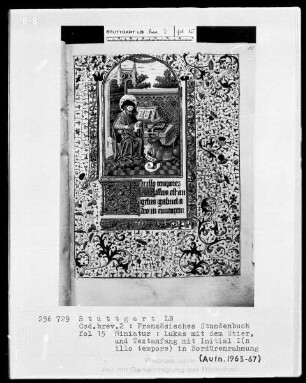 Stundenbuch — Evangelist Lukas, Folio 15recto