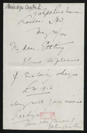 Brief an Henry Ettling : 19.05.1904