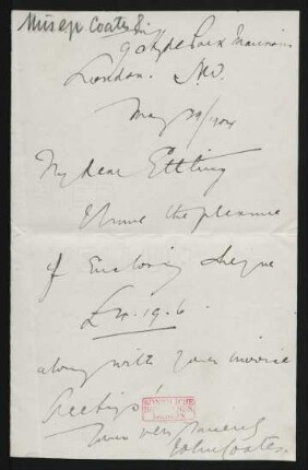Brief an Henry Ettling : 19.05.1904