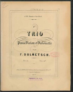 1er trio pour piano, violon et violoncelle : oeuv. 24
