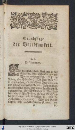 Grundsäzze der Beredsamkeit.