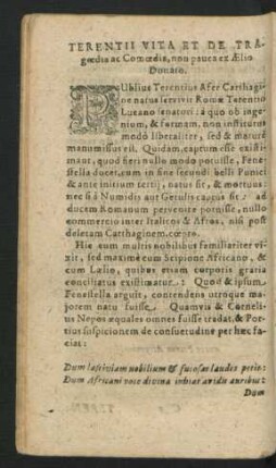 Terentii Vita Et De Tragoedia ac Comoedia, non pauca ex Aelio Donato.