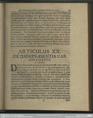 Articulus XX. De Omnipraesentia Carnis Christi