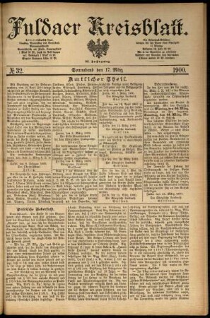 Erste Ausgabe vom Samstag, den 17. März 1900.