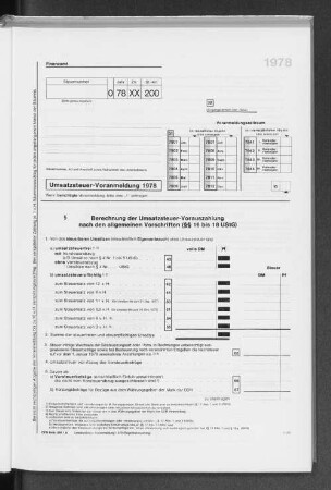 Muster der Umsatzsteuer-Voranmeldungen 1978 (USt 1A, 1B, 1C)