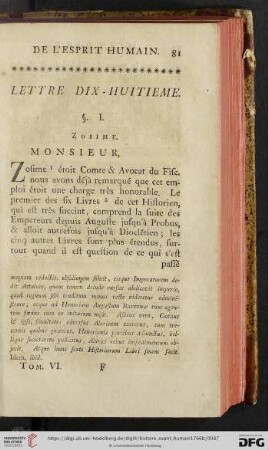 Lettre Dix-Huitième