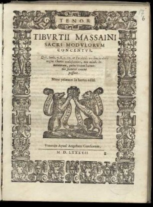 Tiburtio Massaino: Sacri modulorum concentus ...