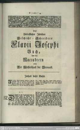 Des Fürtrefflichen Jüdischen Geschicht-Schreibers Flavii Josephi Buch, Von den Maccabeern Oder Der Meisterschaft der Vernunft