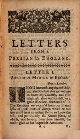 Letters From A Persian in England, To his Friend at Ispahan