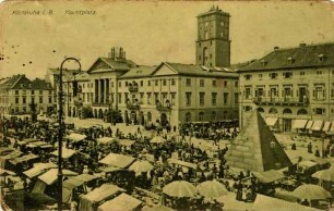 Erster Weltkrieg - Feldpostkarten. "Karlsruhe i. B. - Marktplatz"