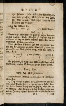 211-238, Das 3. Cap. Von der Multiplication