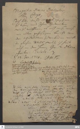 Brief von August Hermann Francke an [Paul Anton, Johann Heinrich Michaelis, Joachim Lange und Joachim Just Breithaupt].