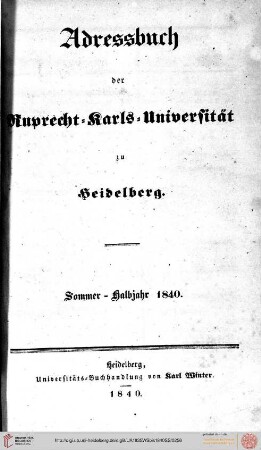Sommersemester 1840
