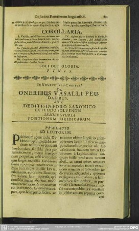 De Oneribus Vasalli Feudalibus, Sive Debitis In Foro Saxonico Ex Feudo Solvendis Semicenturia Positionum Juridicarum