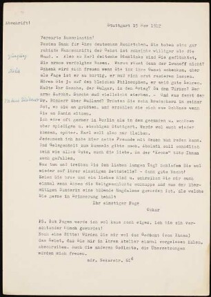 Verehrte Bummelantin! Besten Dank für Ihre deutschen Buchstaben...
