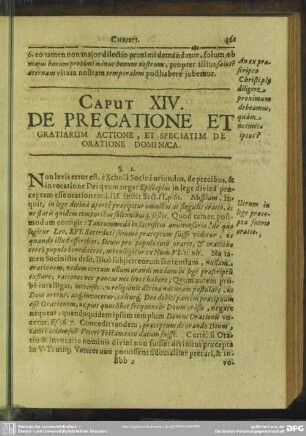 Caput XIV. De Precatione Et Gratiarum Actione, Et Speciatim De Oratione Dominica
