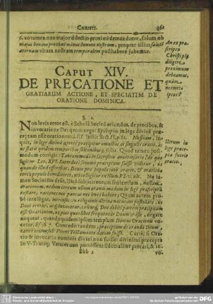 Caput XIV. De Precatione Et Gratiarum Actione, Et Speciatim De Oratione Dominica