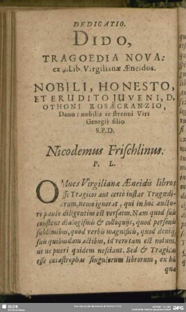 Dido, Tragoedia Nova: ex 4. Lib. Virgiliana Aeneidos