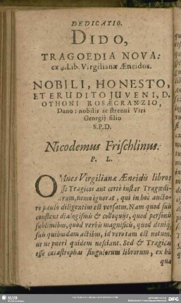 Dido, Tragoedia Nova: ex 4. Lib. Virgiliana Aeneidos
