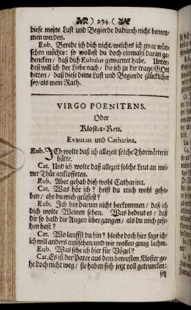 Virgo Poenitens. Oder Kloster-Reu. -