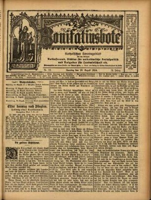 Ausgabe vom Sonntag, den 16. August 1914.