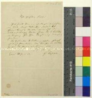 Brief von Ferdinand Lassalle an einen Herren in Bad Ems über die Begleichung einer Rechnung