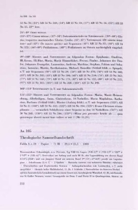 Aa 105. Theologische Sammelhandschrift