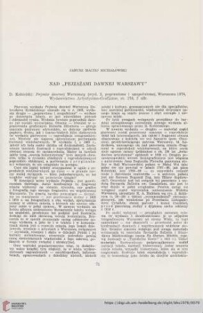 Nad "Pejzażami dawnej Warszawy"
