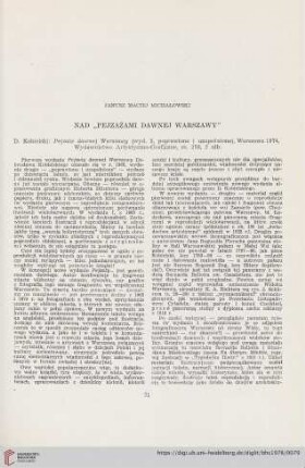 Nad "Pejzażami dawnej Warszawy"