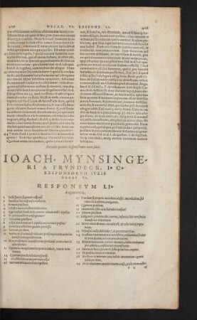Ioach. Mynsingeri A Frundeck ... Responsorum Iuris Decas VI.