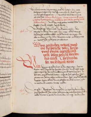 89r-93v, Vom gaistlichen urthail unnd wie die sprüche von Christo unnd seinem aigenthumb recht sollen gericht werden...