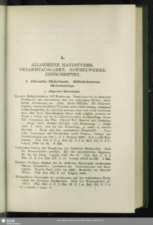 A. Allgemeine Handbücher. Gesammtausgaben. Sammelwerke. Zeitschriften