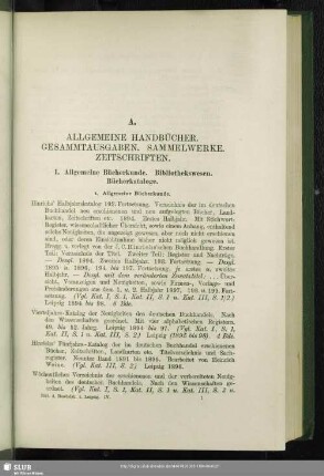 A. Allgemeine Handbücher. Gesammtausgaben. Sammelwerke. Zeitschriften