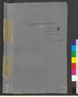 Alter Umschlag "Eingegangene Briefe October November December. 1825."