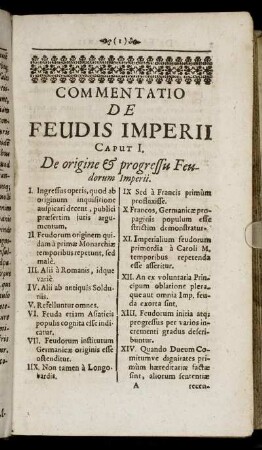 Caput I. De origine & progressu Feudorum Imperii.