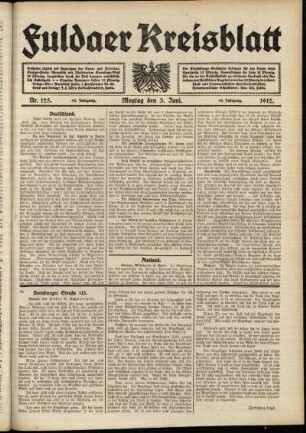 Erste Ausgabe vom Montag, den 03. Juni 1912.