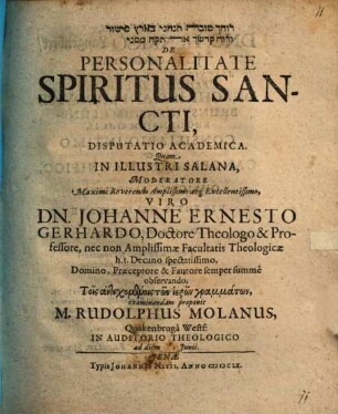 De personalitate spiritus Sancti disputatio academica