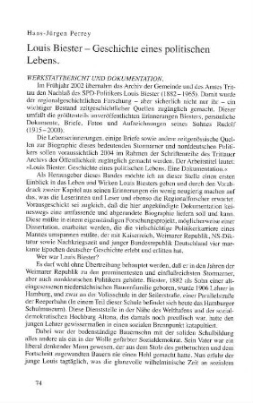 Louis Biester - Geschichte eines politischen Lebens.