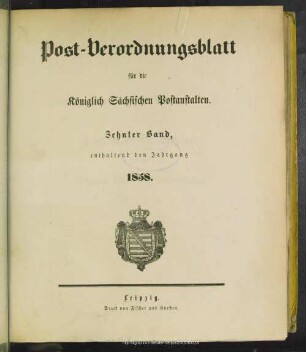 10.1858: Post-Verordnungsblatt für die Königlich Sächsischen Postanstalten