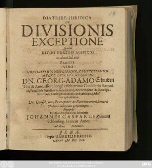Diatribe Iuridica De Divisionis Exceptione