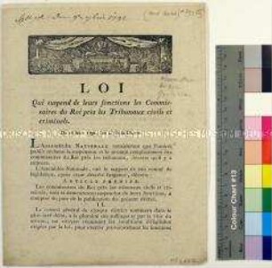 Gesetz - Kommissare bei den Gerichten, August 1792 (französisch/deutsch)