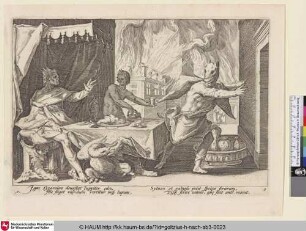 [Lykaon wird von Zeus in einen Wolf verwandelt; Lycaon Changed Into A Wolf; Lycaon verandert in een wolf]