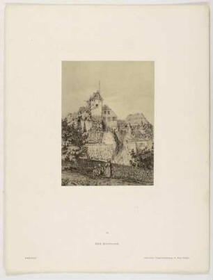Der Wartturm an der Stadtmauer in Meißen, Blatt 13 aus der Mappe "Meißen" nach Federzeichnungen von Bernhard Mannfeld