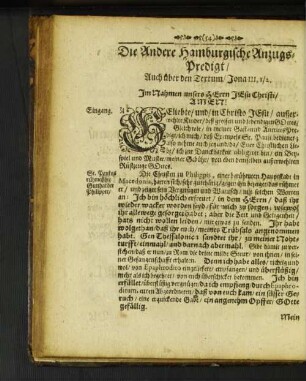Die Andere Hamburgische Anzugs-Predigt/ ...